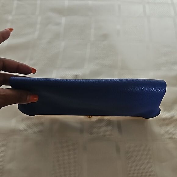 Ampere Creations Vegan Leather Clutch Purse Royal Blue & Gold - Picture 10 of 16